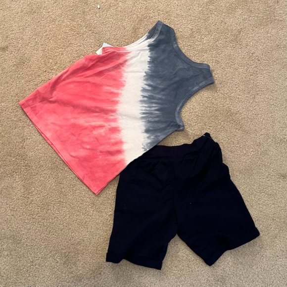NWT 2T Cat & Jack Boys tank/shorts set, July 4th tie dye - Picture 2 of 6